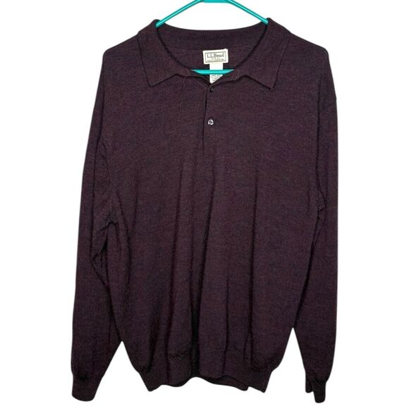 VTG LL Bean Sweater Mens M Purple Merino  Wool Knit Pullover Sweater Outdoor Dad - Picture 1 of 4